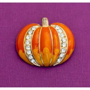 Vintage Orange Pumpkin Brooch- Q26